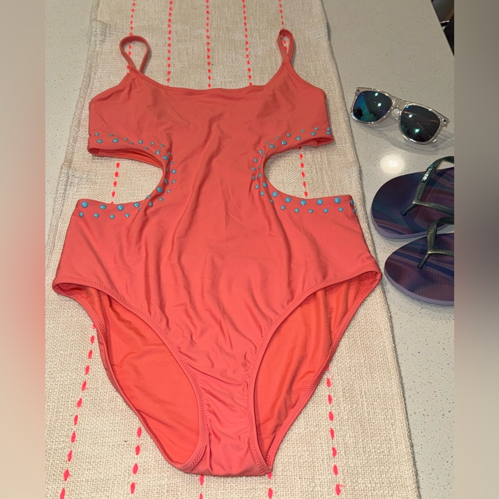 NWT Aerie Coral One-Piece Swimsuit with Cutout Design, Large - Picture 4 of 7